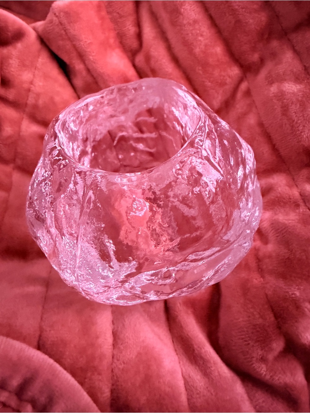 Kosta Boda Pink Textured Glass Votive